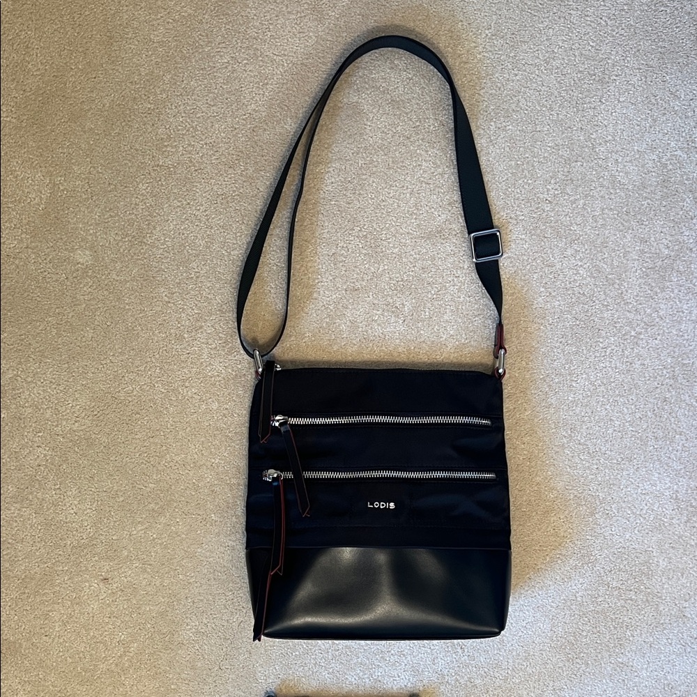 NWOT LODIS Black RDIF Crossbody Messenger Bag